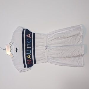 Nautica Girls Rainbow Short Sleeve Jersey Tee Dress with Elastic Cinched Waist